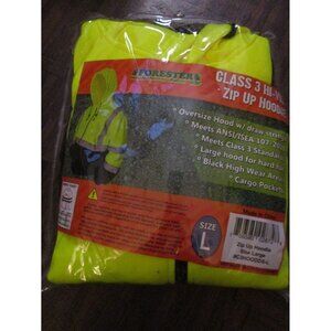 Forester Hi Vis Hooded Sweatshirt Class 3 Safety Hoodie Zip Front Road Work L